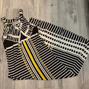 Mlle Gabrielle Black and Yellow Striped Maxi Dress